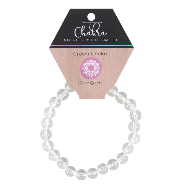 Crown Chakra Clear Quartz Gemstone Bracelet - Crystal Nest