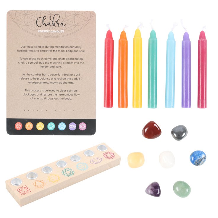 Chakra Energy Candle and Crystal Gift Set - Crystal Nest