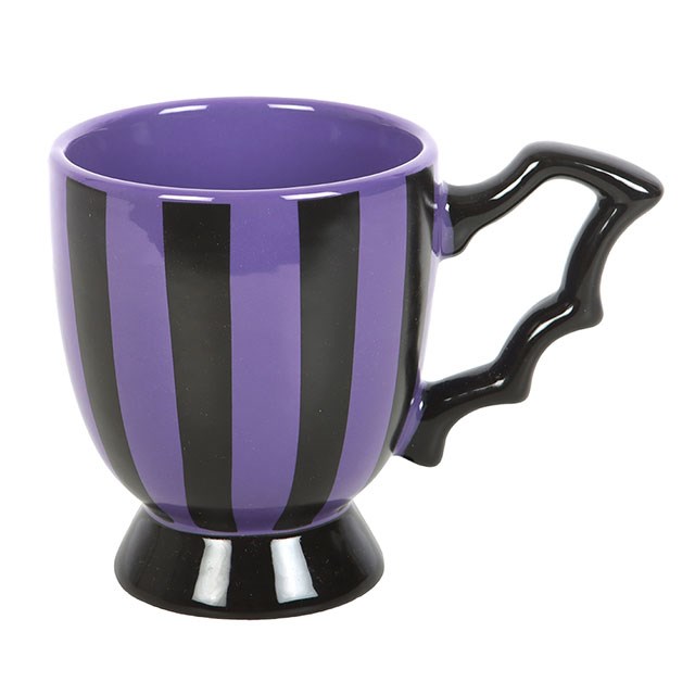 Purple Striped Bat Wing Teacup | Gothic Halloween Mug - Crystal Nest