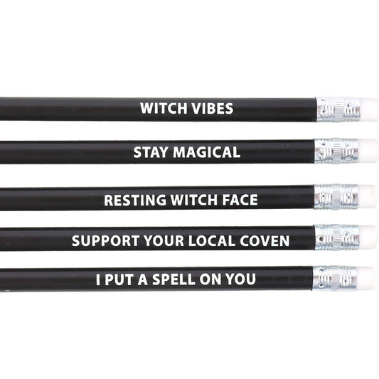 Set of 5 Witchy Pencils | Spellbinding Stationery Gift Set