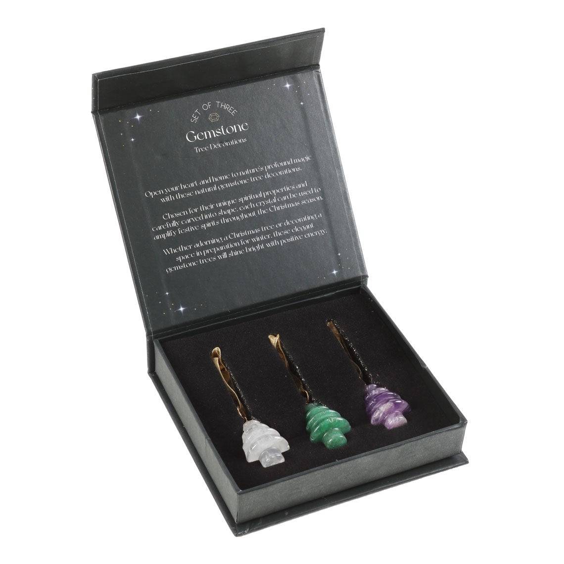 Set of 3 Crystal Gemstone Trees - Christmas Tree Decorations - Crystal Nest