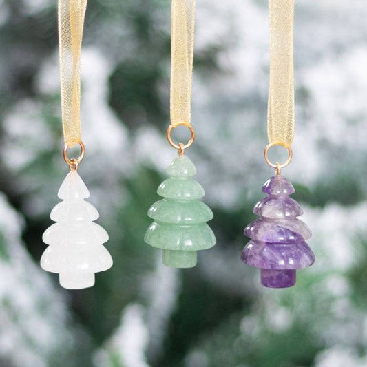 Set of 3 Crystal Gemstone Trees - Christmas Tree Decorations - Crystal Nest
