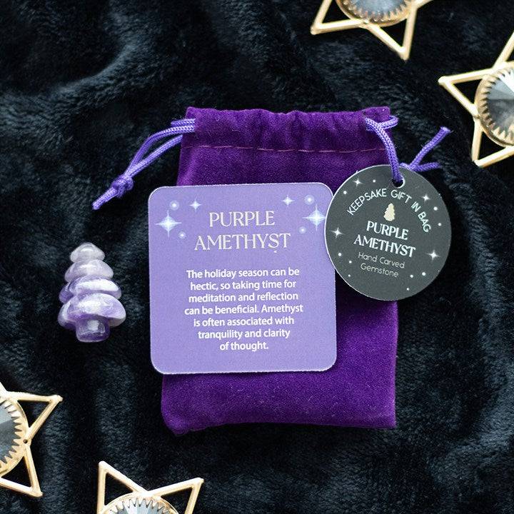 Mini Amethyst Christmas Tree in Gift Bag - Crystal Nest