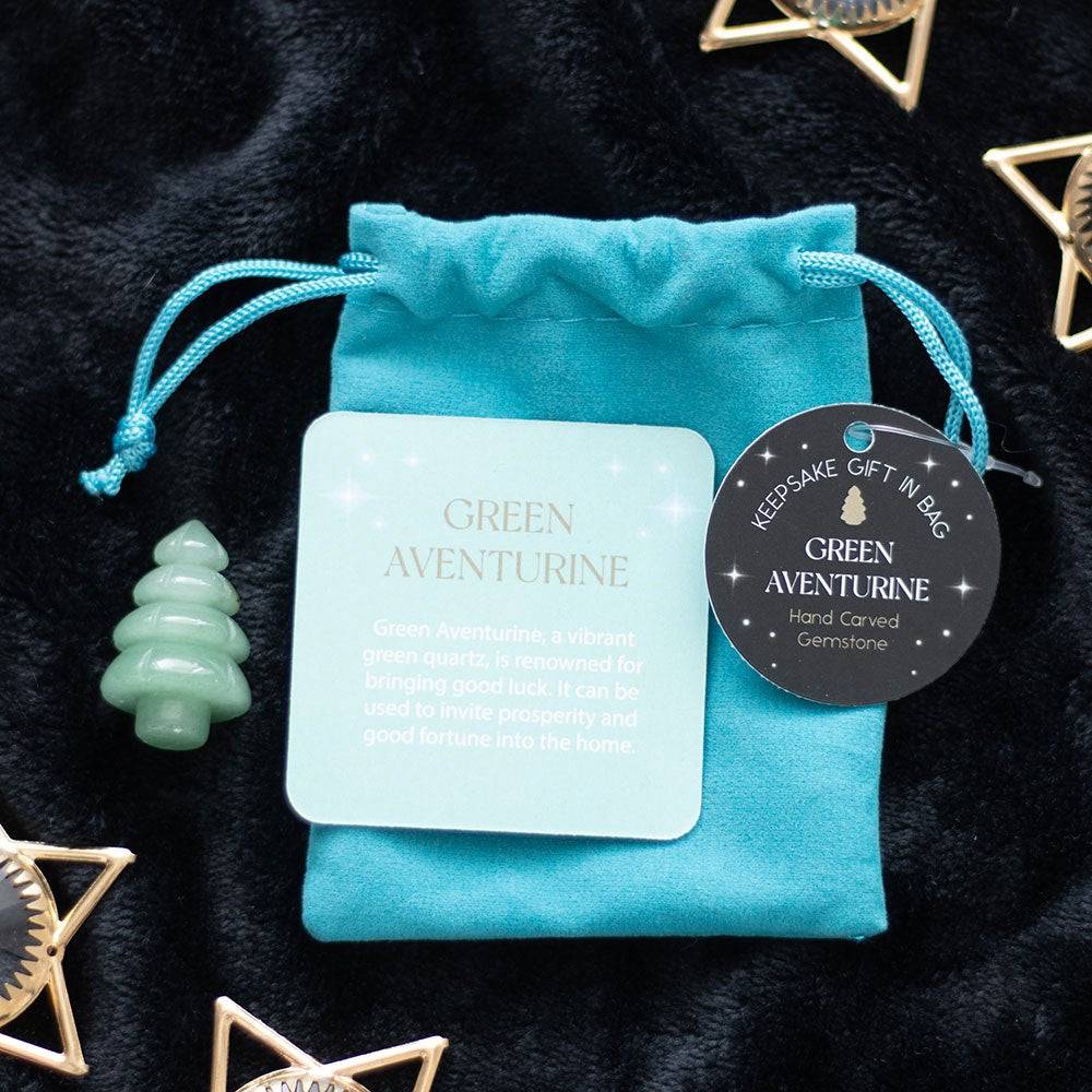 Mini Green Aventurine Christmas Tree in Gift Bag - Crystal Nest