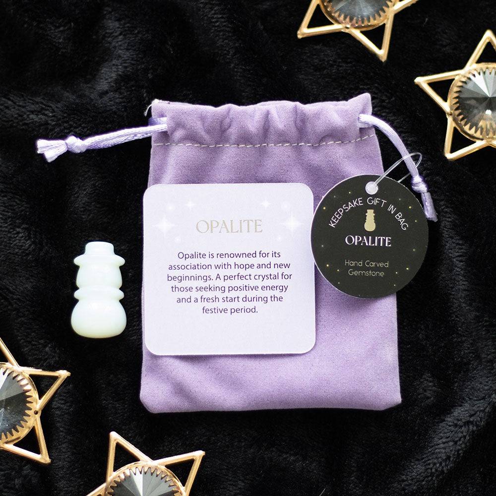 Mini Opalite Crystal Snowman in Gift Bag - Crystal Nest