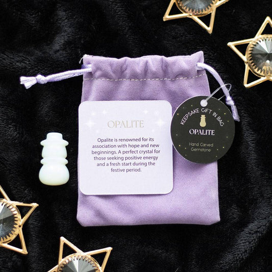 Mini Opalite Crystal Snowman in Gift Bag - Crystal Nest