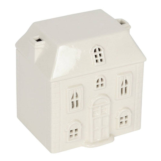 White Ceramic House Oil Burner - Crystal Nest