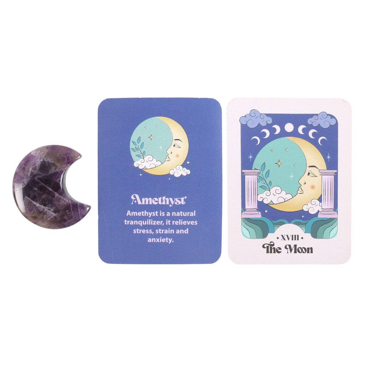 Amethyst Crystal Moon - Keepsake Stone in Box - Crystal Nest