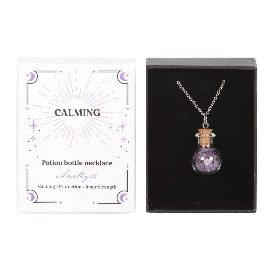 Calming Necklace – Bottled Amethyst Crystal Chips - Crystal Nest