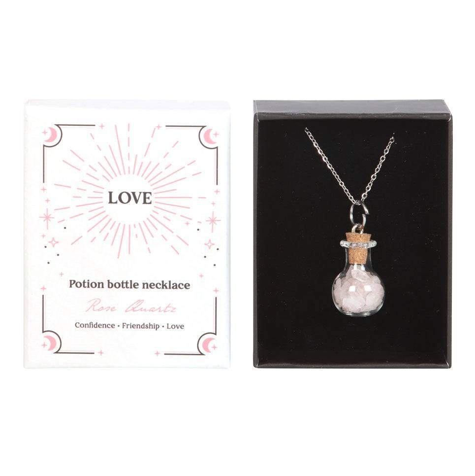 Love Necklace – Bottled Rose Quartz Crystal Chips - Crystal Nest