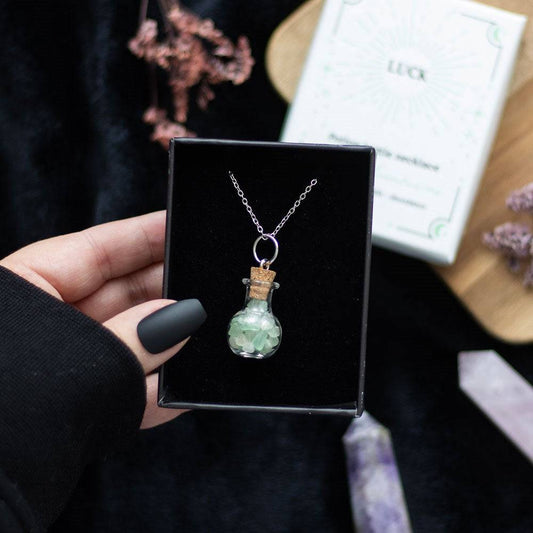 Luck Necklace – Bottled Green Aventurine Crystal Chips - Crystal Nest