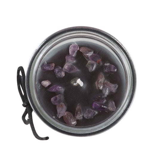 Crystal Witch Jasmine Glass Tube Candle with Amethyst Chips - Crystal Nest