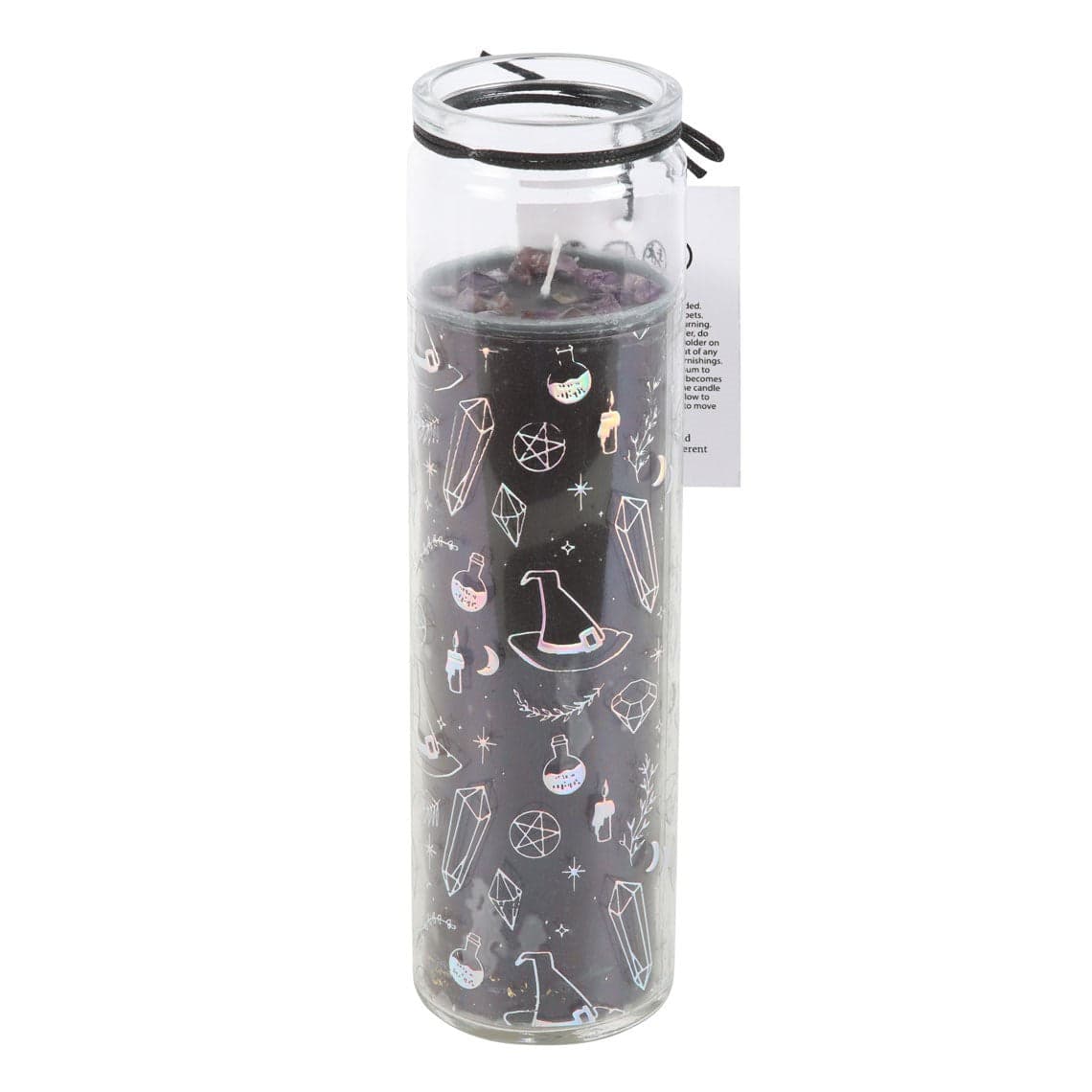 Crystal Witch Jasmine Glass Tube Candle with Amethyst Chips - Crystal Nest
