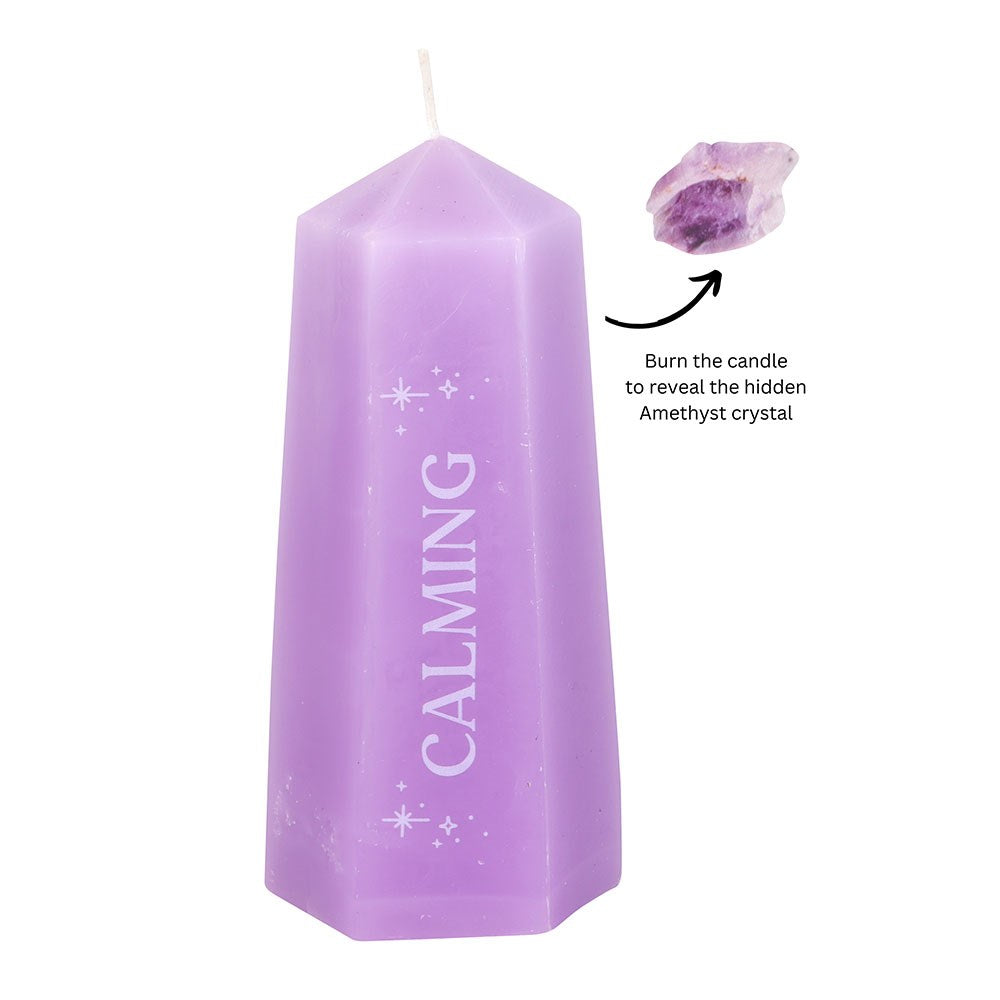 Calming Crystal Candle with Rough Amethyst - Crystal Nest