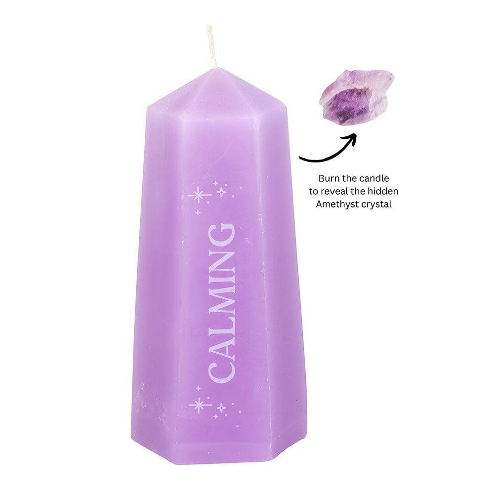 Calming Crystal Candle with Rough Amethyst - Crystal Nest