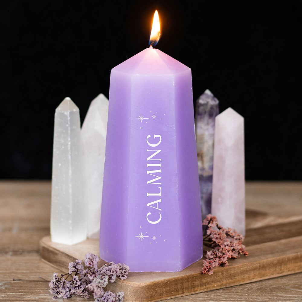 Calming Crystal Candle with Rough Amethyst - Crystal Nest