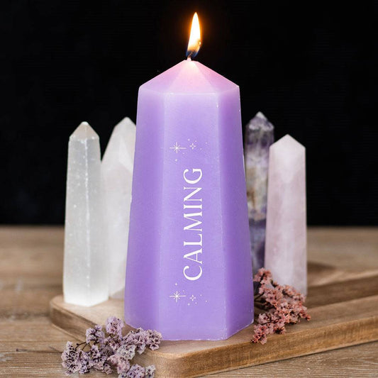 Calming Crystal Candle with Rough Amethyst - Crystal Nest