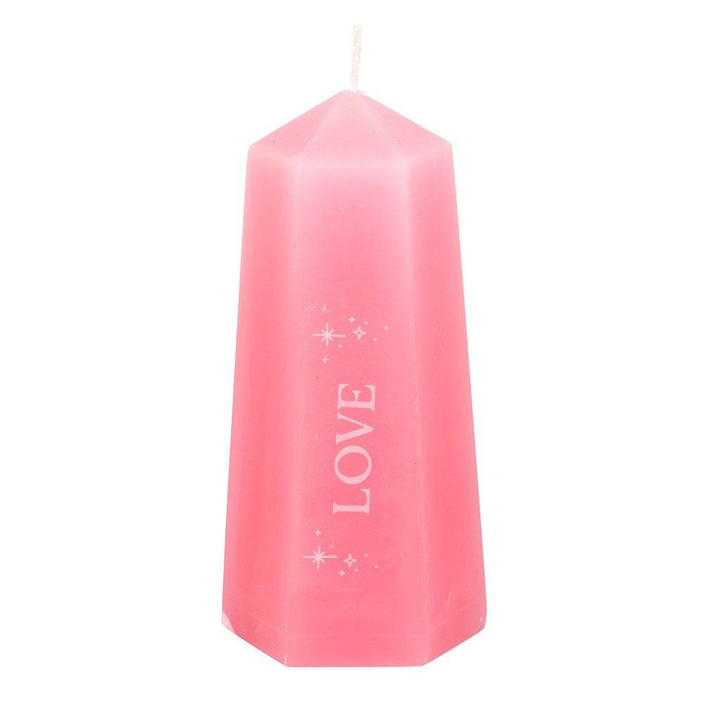 Love Crystal Candle with Rough Rose Quartz - Crystal Nest