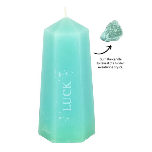 Luck Crystal Candle with Rough Green Aventurine - Crystal Nest