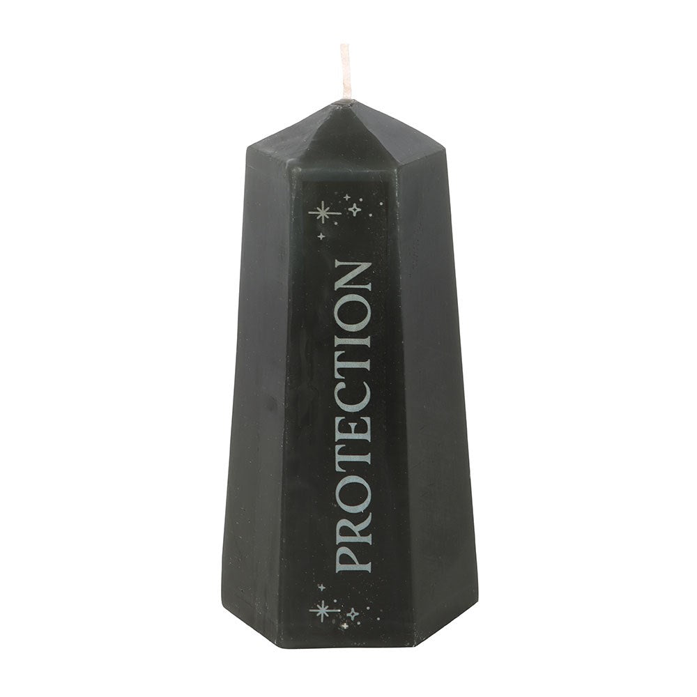 Protection Crystal Candle with Rough Black Obsidian - Crystal Nest