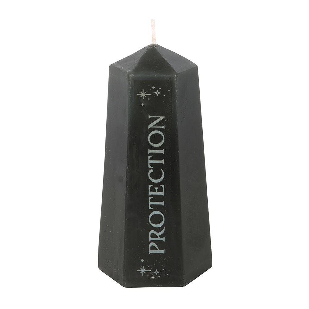 Protection Crystal Candle with Rough Black Obsidian - Crystal Nest