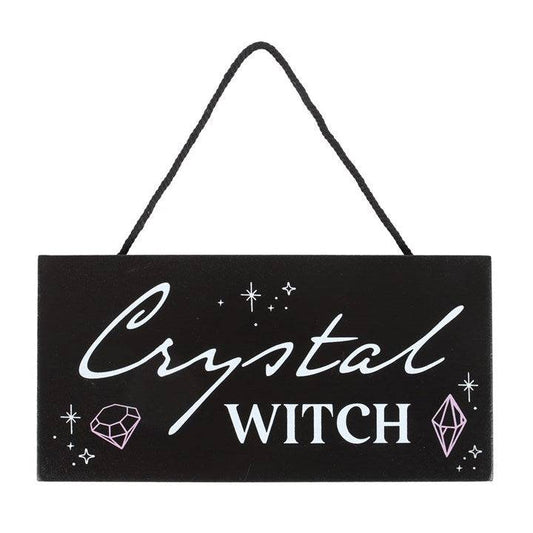 Crystal Witch Black Hanging Wall Sign - Crystal Nest