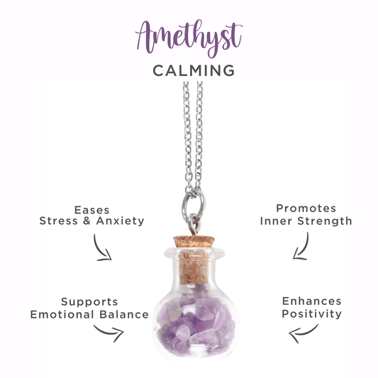 Calming Necklace – Bottled Amethyst Crystal Chips - Crystal Nest
