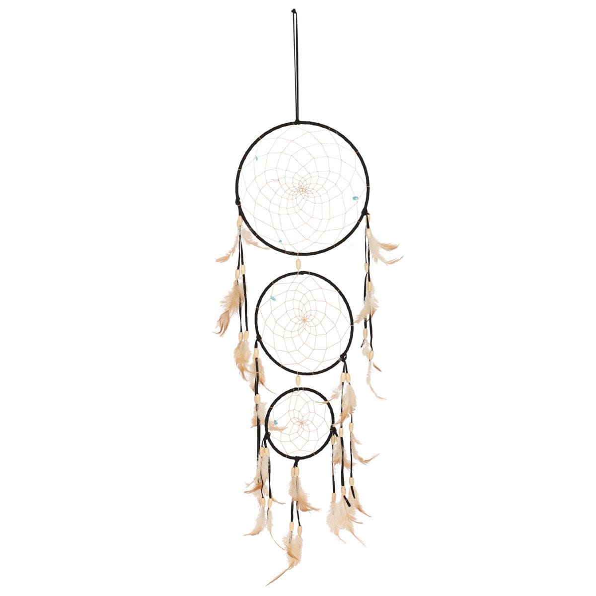 Black Triple Hoop Dreamcatcher with Feathers - Crystal Nest