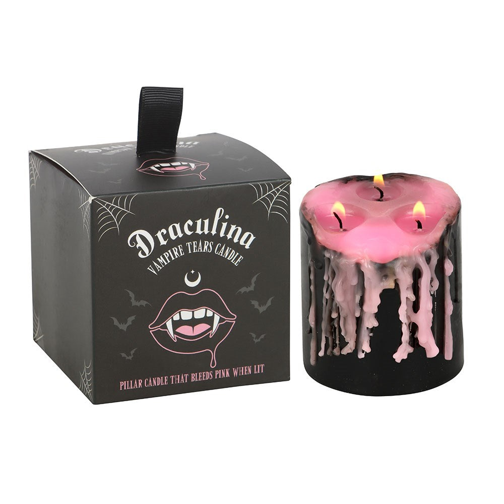Pink Vampire Tears Pillar Candle | Bleeding Wax Effect | Small - Crystal Nest