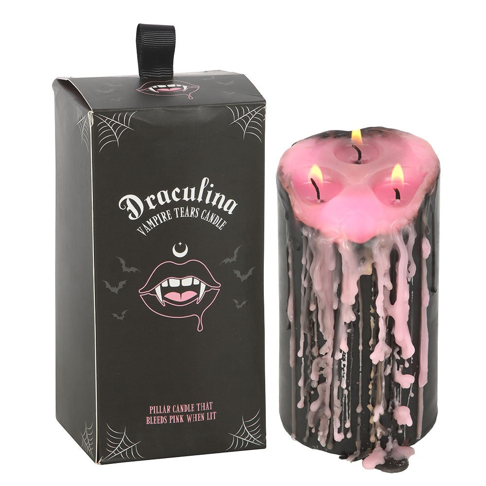 Pink Vampire Tears Pillar Candle | Bleeding Wax Effect | Large - Crystal Nest