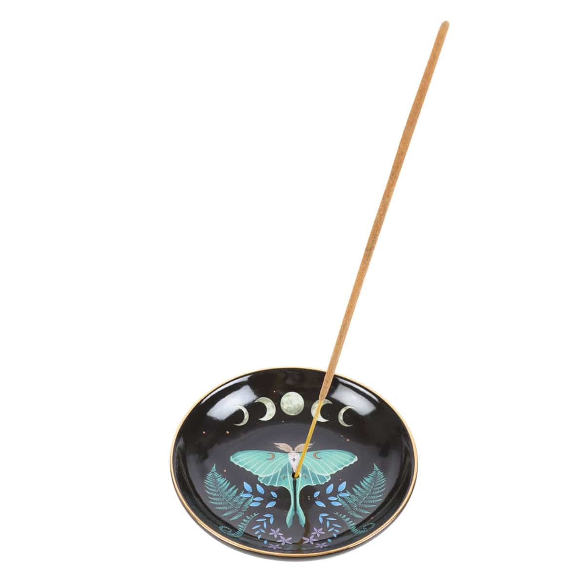 Midnight Luna Moth Ceramic Incense Plate - Crystal Nest