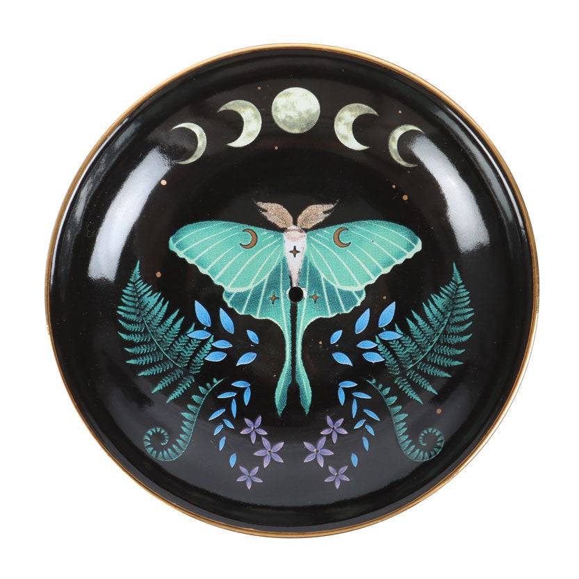 Midnight Luna Moth Ceramic Incense Plate - Crystal Nest