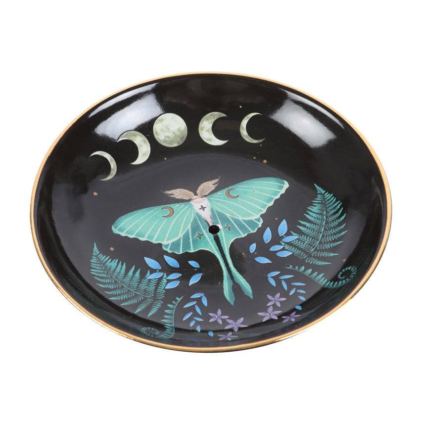 Midnight Luna Moth Ceramic Incense Plate - Crystal Nest