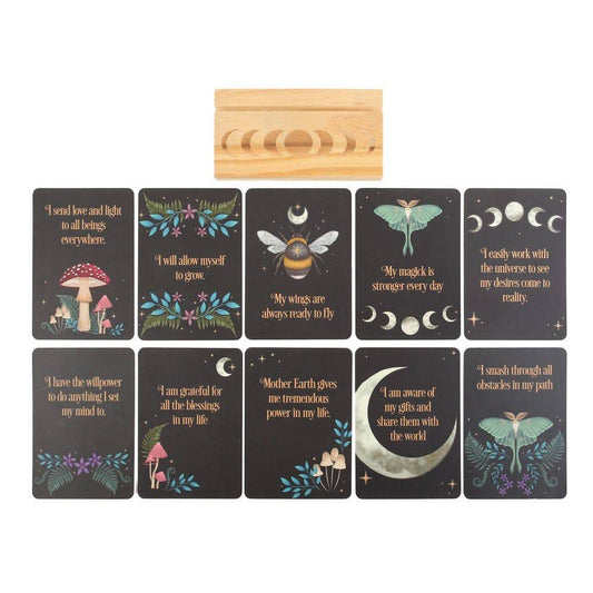 Mystical Forest Affirmation Cards with Wooden Stand - Crystal Nest
