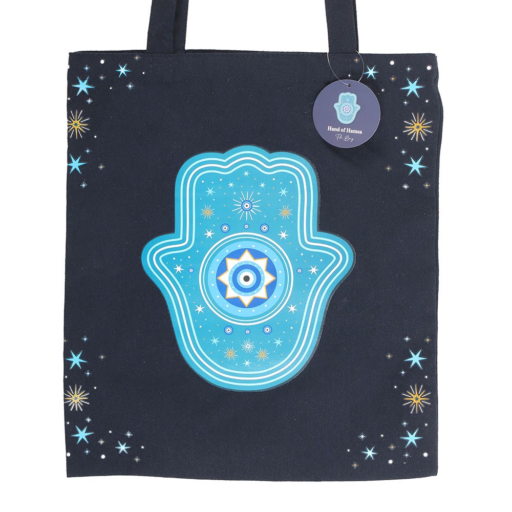 Hamsa Hand Tote Bag | Spiritual Protection Shopping Bag - Crystal Nest