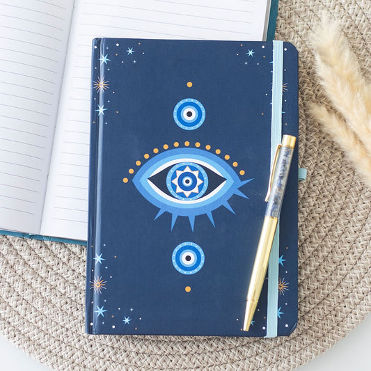 All Seeing Eye A5 Notebook with Crystal Chip Pen - Crystal Nest