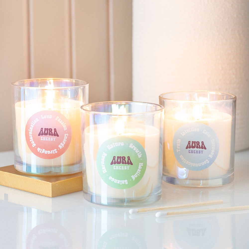 Aura Energy Juicy Raspberry Candle | Iridescent Ritual & Self-Care Candle - Crystal Nest