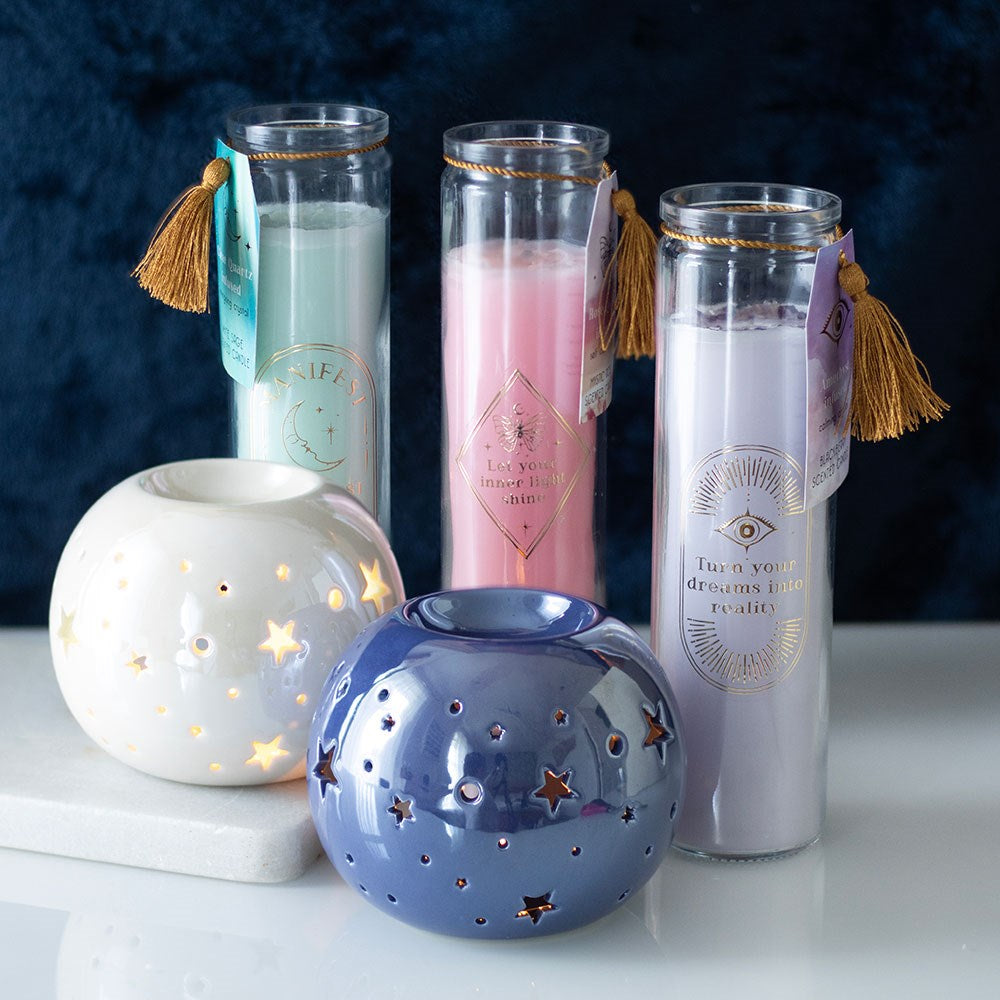 Mystic Rose Tube Candle with Rose Quartz Crystals - Crystal Nest
