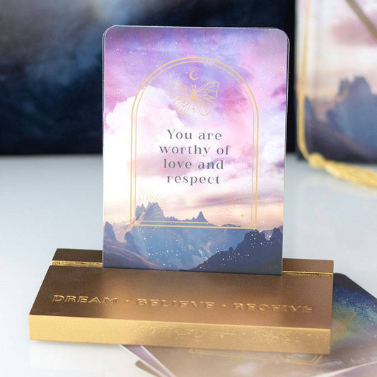 Ethereal Affirmation Cards with Wooden Stand - Crystal Nest