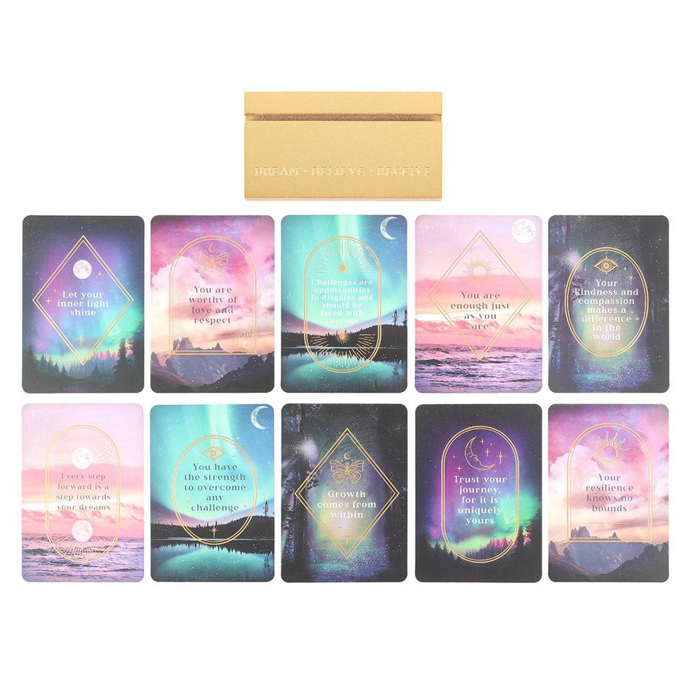 Ethereal Affirmation Cards with Wooden Stand - Crystal Nest