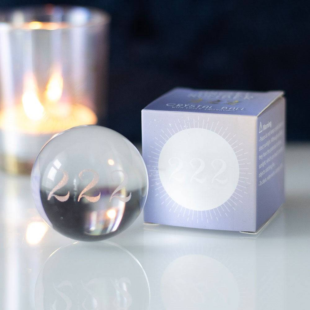 222 Angel Number Engraved Crystal Ball - Crystal Nest