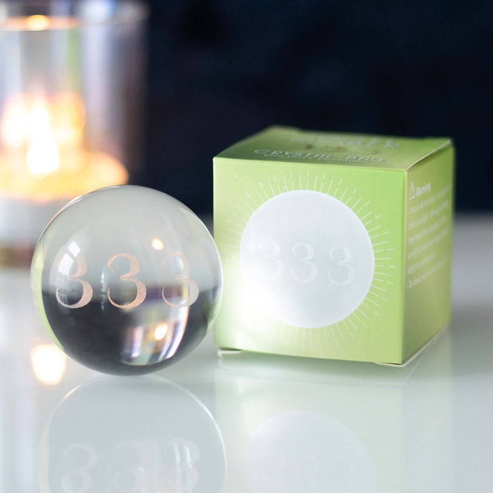 333 Angel Number Engraved Crystal Ball - Crystal Nest