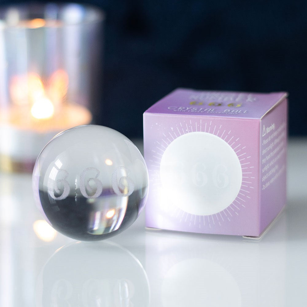 666 Angel Number Engraved Crystal Ball - Crystal Nest