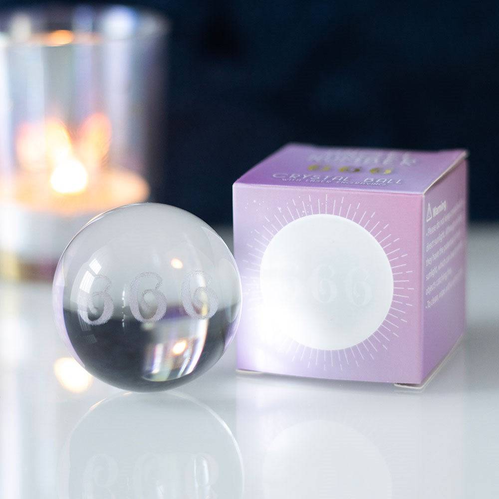 666 Angel Number Engraved Crystal Ball - Crystal Nest