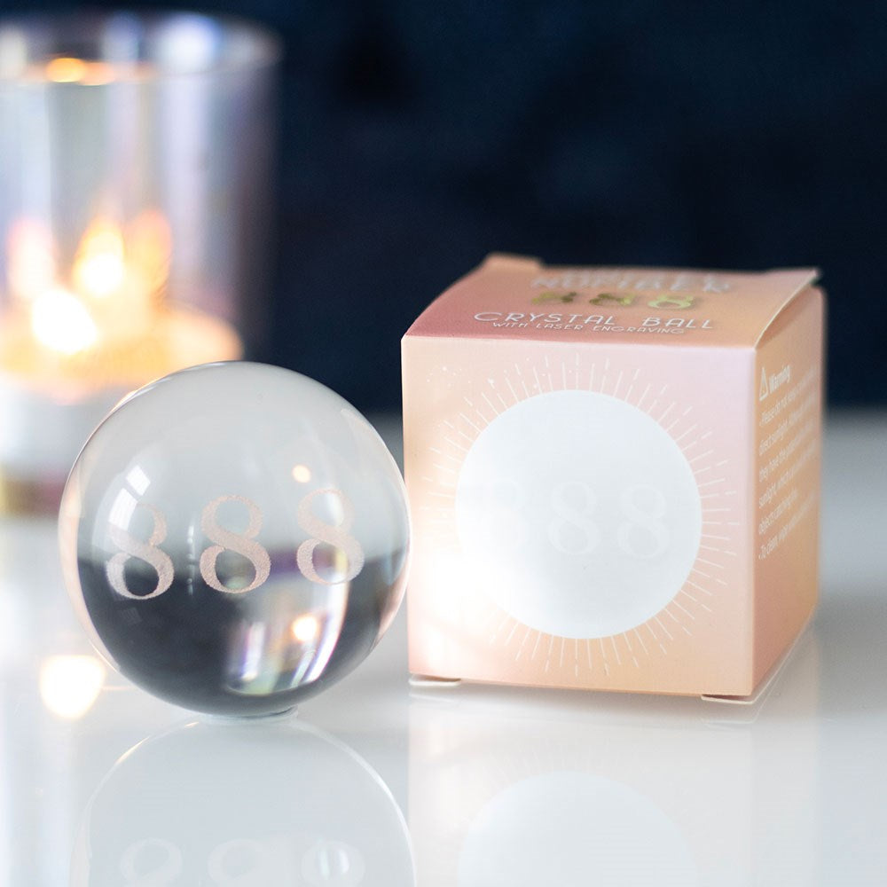 888 Angel Number Engraved Crystal Ball - Crystal Nest