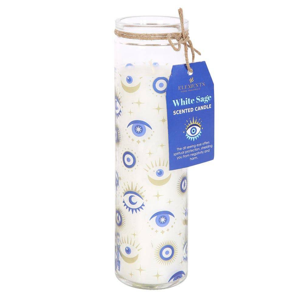 All Seeing Eye White Sage Glass Tube Candle - Crystal Nest