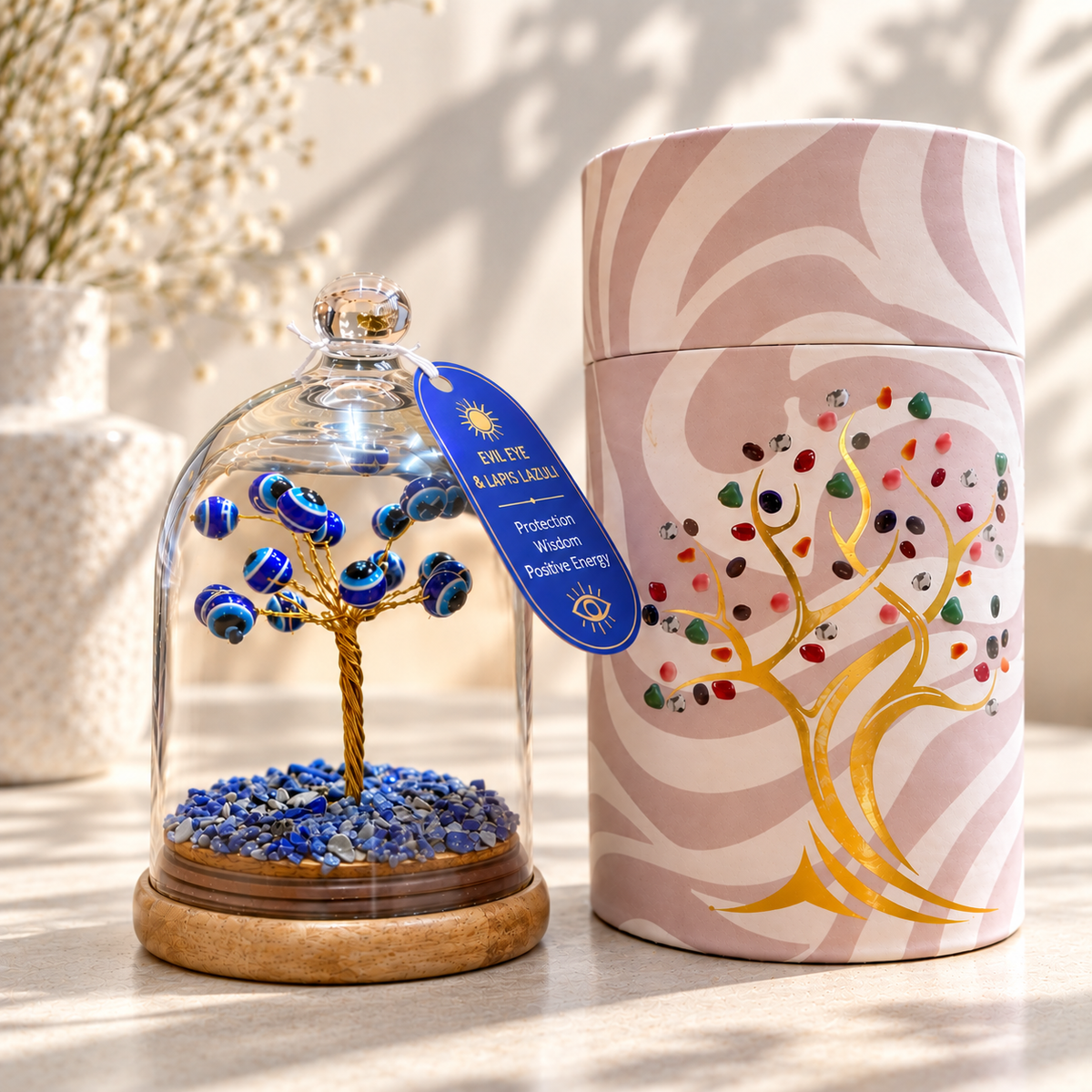 Evil Eye & Lapis Lazuli Crystal Tree Dome Garden - Crystal Nest