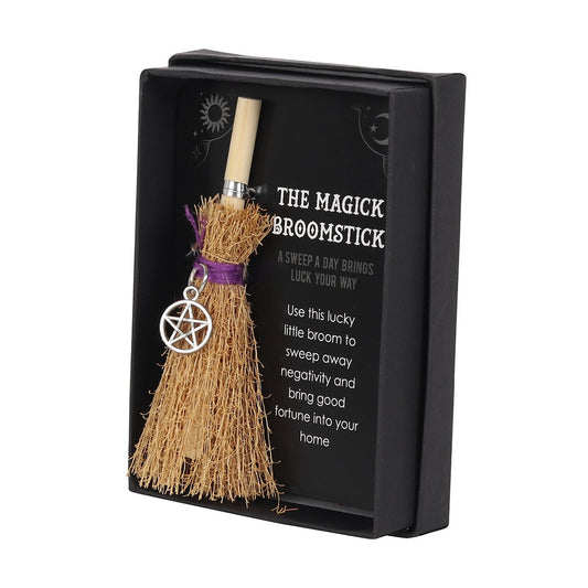 Pentagram Mini Magick Broomstick | Lucky Charm for Positivity & Protection - Crystal Nest