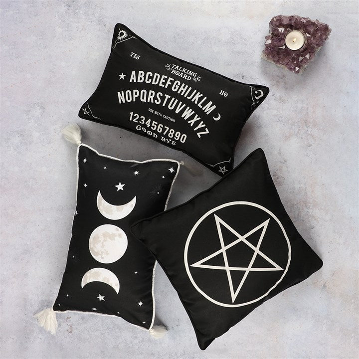 Triple Moon Black Rectangular Cushion 40x25 - Crystal Nest