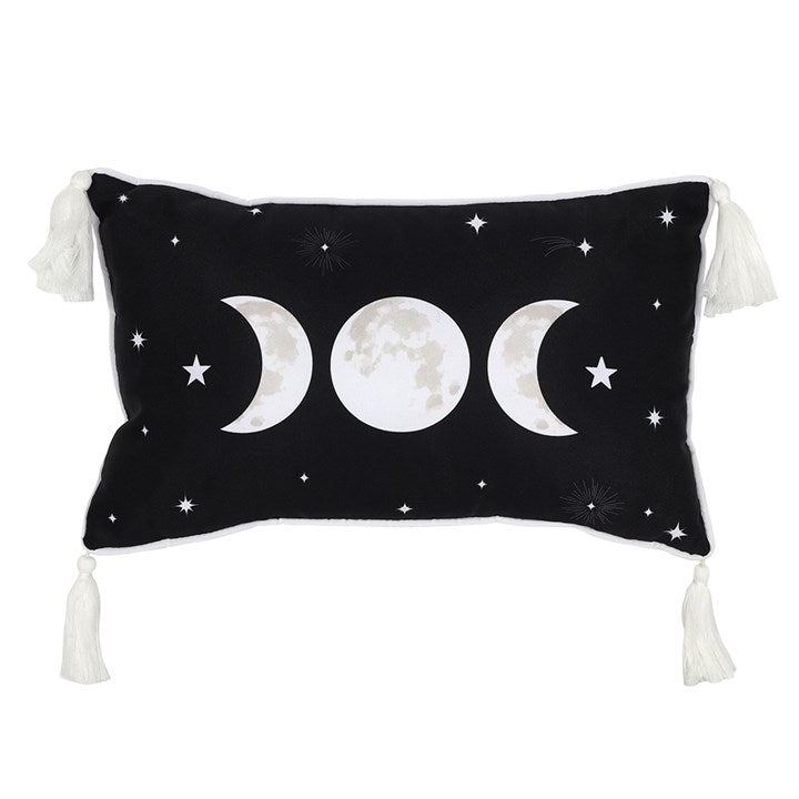 Triple Moon Black Rectangular Cushion 40x25 - Crystal Nest